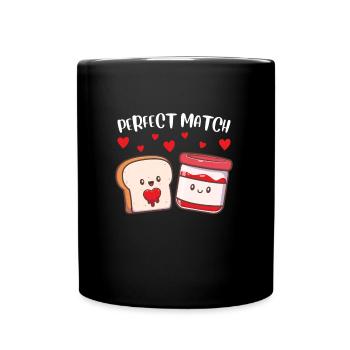 Perfect Match Toast Jam Valentine's Day - Full Colour Mug - black - Front