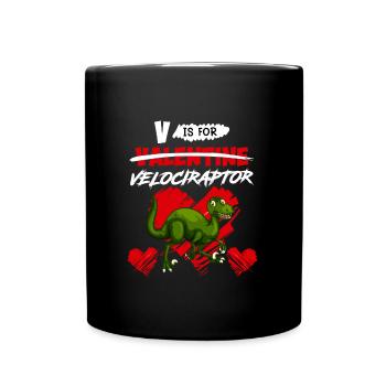 Dinosaur V signifie Velociraptor Saint-Valentin - Mug uni - noir - Devant