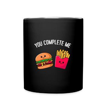 You Complete me Perfect Match Couple Valentine's Day - Full Colour Mug - black - Front