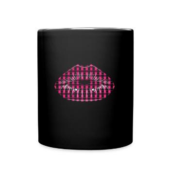 Kussmund Lippen Kuss - Tasse einfarbig - Schwarz - Vorne