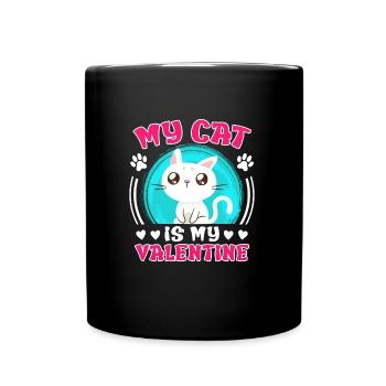 Amour de chat J’aime mon chat Saint-Valentin - Mug uni - noir - Devant