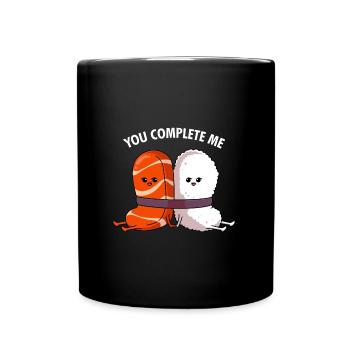 You Complete me Perfect Match Couple Valentine's Day - Full Colour Mug - black - Front