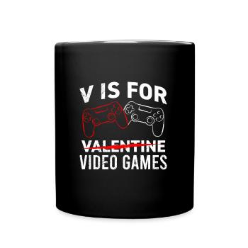 V signifie Jeux vidéo Saint-Valentin - Mug uni - noir - Devant
