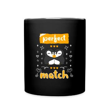 Perfect Match! Penguin Love Valentine's Day - Full Colour Mug - black - Front