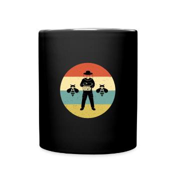 Imker Mann humorvolle Vintage-Biene - Tasse einfarbig - Schwarz - Vorne