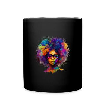 Afro Hair Afro American African Woman - Full Colour Mug - black - Front
