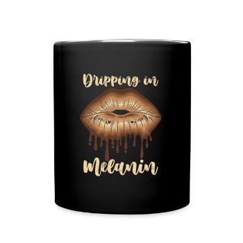 Melanin Chocolate Lips African Woman - Full Colour Mug - black - Front