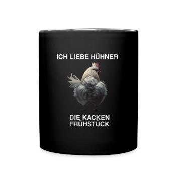 Hühner Spruch Landwirt Hühnerzüchter Henne Hahn - Tasse einfarbig - Schwarz - Vorne