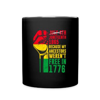 Juneteenth frei seit 1865 Black History USA Afrika - Tasse einfarbig - Schwarz - Vorne