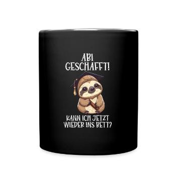 Abi geschafft Abitur Abschluss Abiturienten - Tasse einfarbig - Schwarz - Vorne