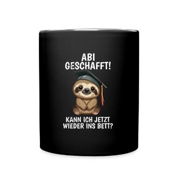 Abi geschafft Abitur Abschluss Abiturienten - Tasse einfarbig - Schwarz - Vorne