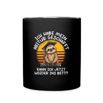 Abi geschafft Abitur Abschluss Abiturienten - Tasse einfarbig - Schwarz - Vorne