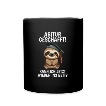 Abi geschafft Abitur Abschluss Abiturienten - Tasse einfarbig - Schwarz - Vorne