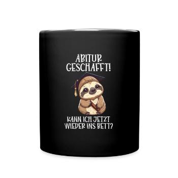 Abi geschafft Abitur Abschluss Abiturienten - Tasse einfarbig - Schwarz - Vorne