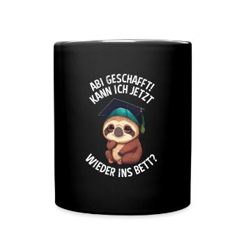 Abi geschafft Abitur Abschluss Abiturienten - Tasse einfarbig - Schwarz - Vorne