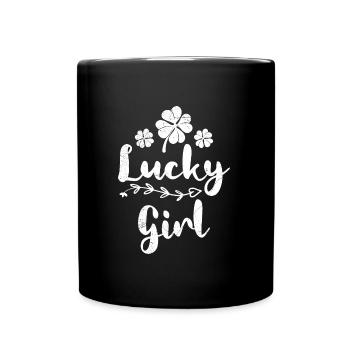 Lucky Girl irischer St Patrick’s Day - Tasse einfarbig - Schwarz - Vorne