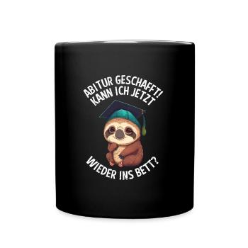 Abi geschafft Abitur Abschluss Abiturienten - Tasse einfarbig - Schwarz - Vorne