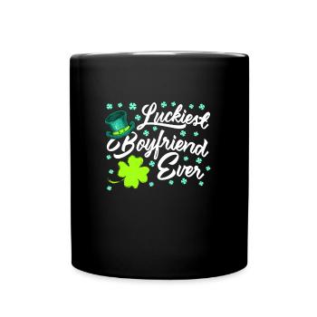 Luckiest Boyfriend ever Valentine's Day - Full Colour Mug - black - Front