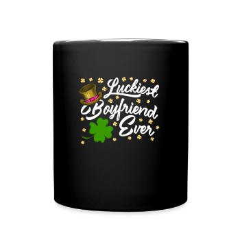 Luckiest Boyfriend ever Valentine's Day - Full Colour Mug - black - Front