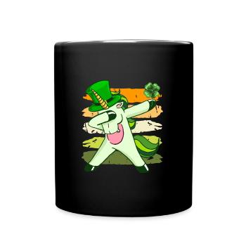 Dabbing Einhorn Kleeblatt St. Patrick's Day - Tasse einfarbig - Schwarz - Vorne