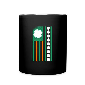 USA St. Patrick's Day Kleeblätter USA Flagge - Tasse einfarbig - Schwarz - Vorne
