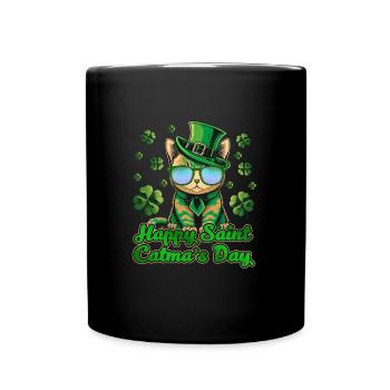 Happy Saint Catmas Day Cats St. Patrick's Day - Full Colour Mug - black - Front
