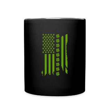 Lucky Charm USA Clover Leaves St Patrick's Day - Full Colour Mug - black - Front