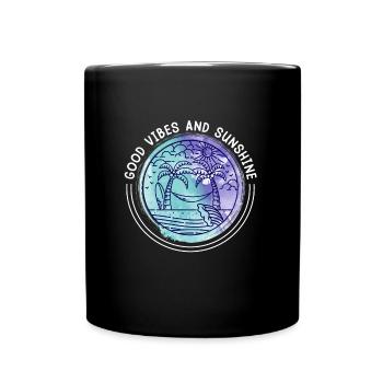 Good Vibes and Sunshine Sommerurlaub Party - Tasse einfarbig - Schwarz - Vorne