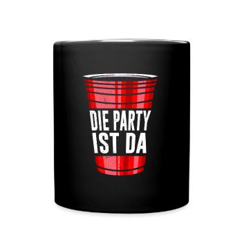 Beer Pong Die Party ist da Party Bier Pong - Tasse einfarbig - Schwarz - Vorne