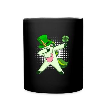 Dabbing Einhorn Kleeblatt St. Patrick's Day - Tasse einfarbig - Schwarz - Vorne