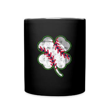 Baseball Player Clover Lucky Charm - Full Colour Mug - black - Front