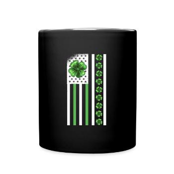 USA St. Patrick's Day Clover Leaves USA Flag - Full Colour Mug - black - Front