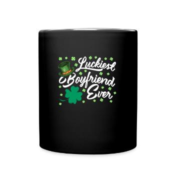 Luckiest Boyfriend ever Valentine's Day - Full Colour Mug - black - Front