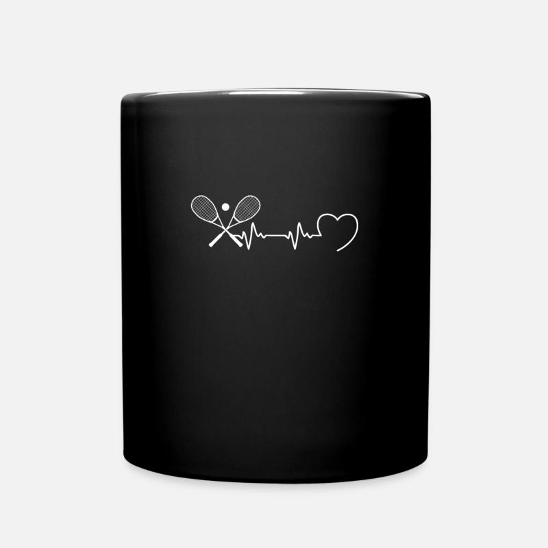 heartbeat squash man humor gift idea - Full Colour Mug - black