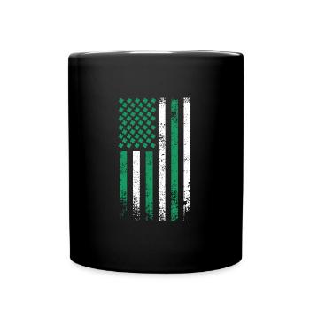 USA St. Patrick's Day Kleeblätter USA Flagge - Tasse einfarbig - Schwarz - Vorne
