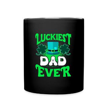Luckiest Dad ever St Patrick's Day Papa - Full Colour Mug - black - Front