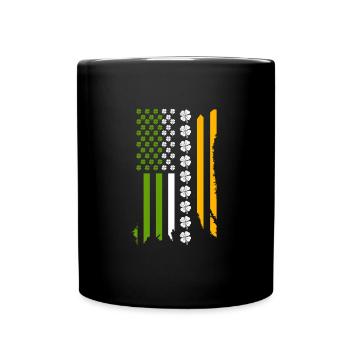 Lucky Charm USA Clover Leaves St Patrick's Day - Full Colour Mug - black - Front