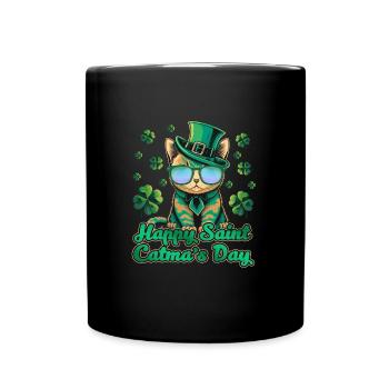Happy Saint Catmas Day Cats St. Patrick's Day - Full Colour Mug - black - Front