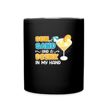 Sun beach a drink in hand holiday party - Full Colour Mug - black - Front