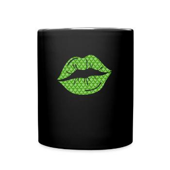 Kussmund Lippen Grün Irland St. Patrick’s Day - Tasse einfarbig - Schwarz - Vorne