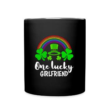 One Lucky Girlfriend St Patrick’s Freundin - Tasse einfarbig - Schwarz - Vorne