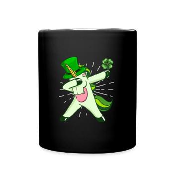Dabbing Einhorn Kleeblatt St. Patrick's Day - Tasse einfarbig - Schwarz - Vorne