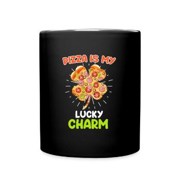 Pizza ist mein Glück Bringer Pizza Fan - Tasse einfarbig - Schwarz - Vorne