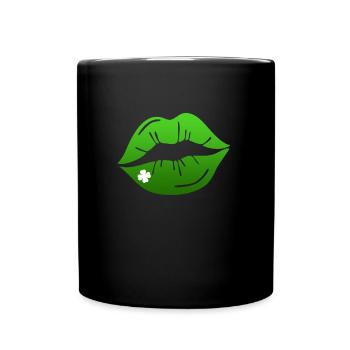 Kussmund Lippen Grün Irland St. Patrick’s Day - Tasse einfarbig - Schwarz - Vorne