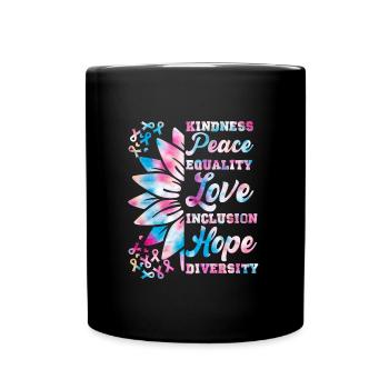Inklusion Freundlichkeit Frieden Hoffnung - Tasse einfarbig - Schwarz - Vorne