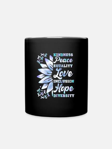 Inclusion Kindness Peace Hope - Full Colour Mug - black