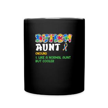 Autism Awareness Aunt autistic child - Full Colour Mug - black - Front