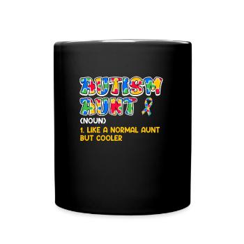 Autism Awareness Aunt autistic child - Full Colour Mug - black - Front
