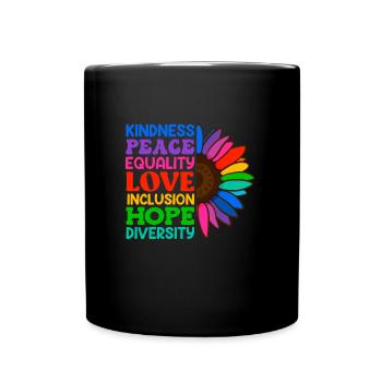 Inclusion Acceptance Kindness Solidarity - Full Colour Mug - black - Front