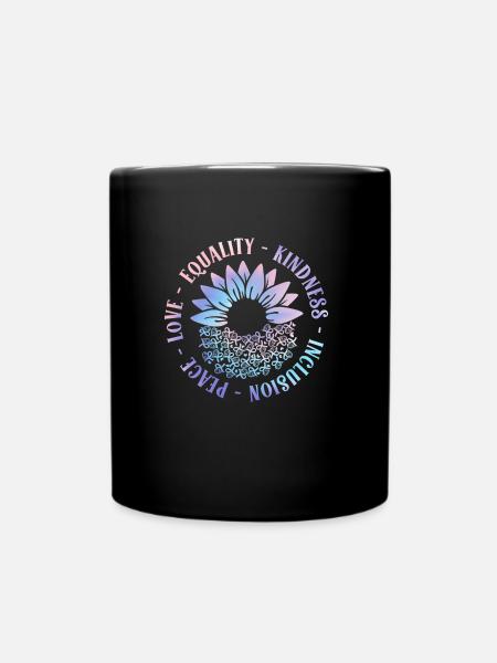 Inklusion Liebe Frieden Freundlichkeit - Tasse einfarbig - Schwarz
